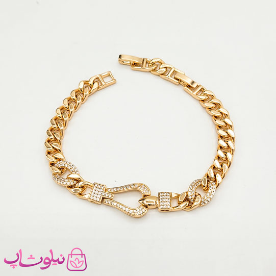 دستبند زنانه ژوپینگ طلایی مدل فرد Fred نگیندار کد 899