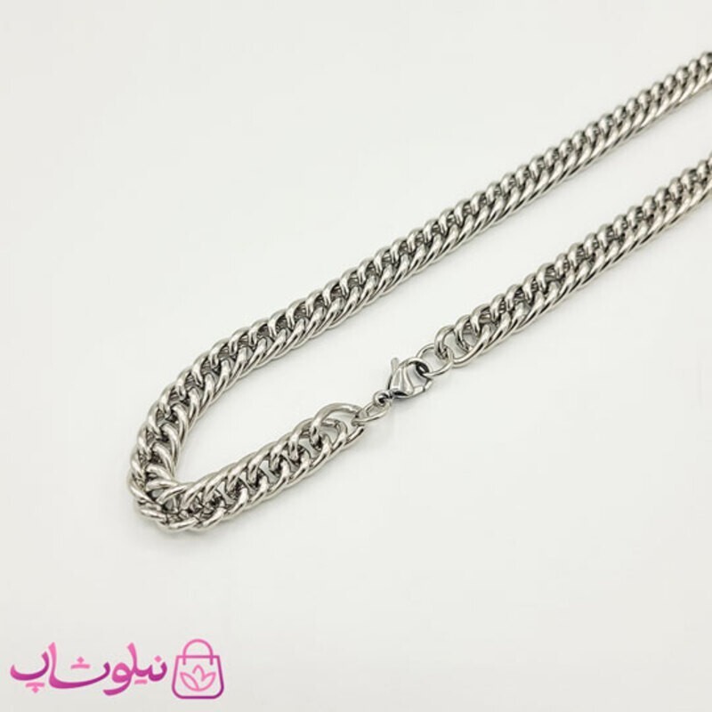 گردنبند مردانه زنجیری کارتیه استیل نقره ای