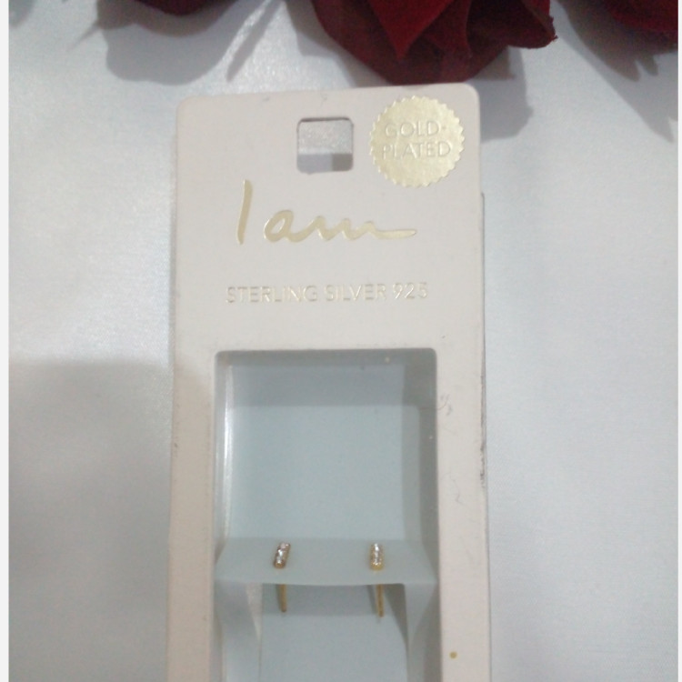 گوشواره میخی نگینی نقره با حک عیار 925از برند Iam