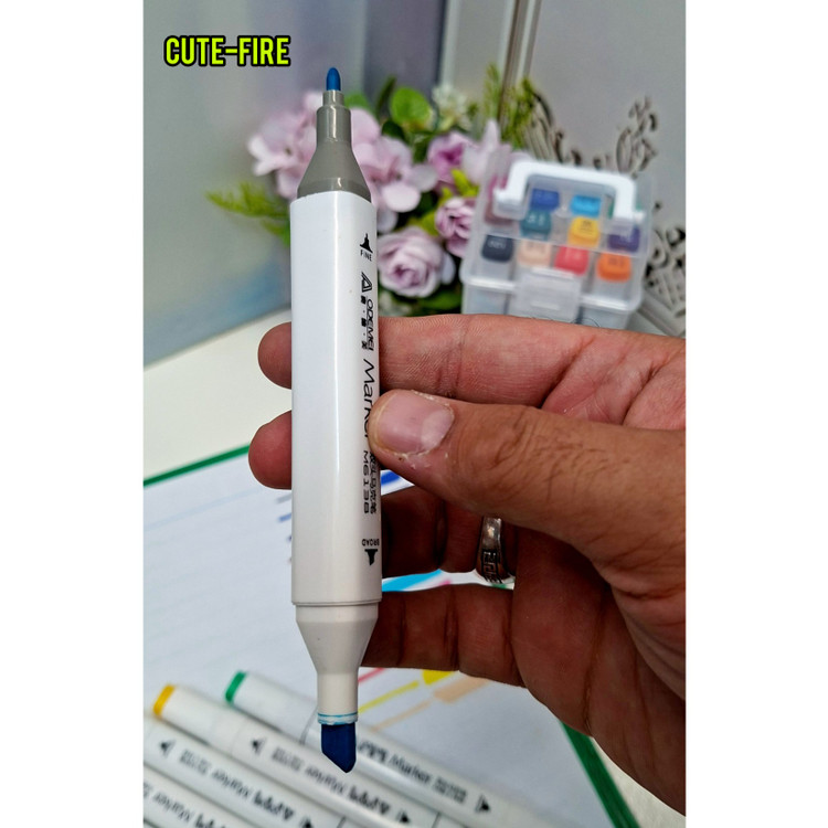 ماژیک راندو 12 رنگ جعبه طلقی 2 سر برند AODEMEI