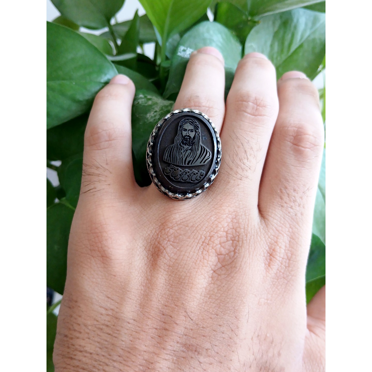 انگشتر حدید سماقی شمایل مولا علی درشت و کلکسیونی
