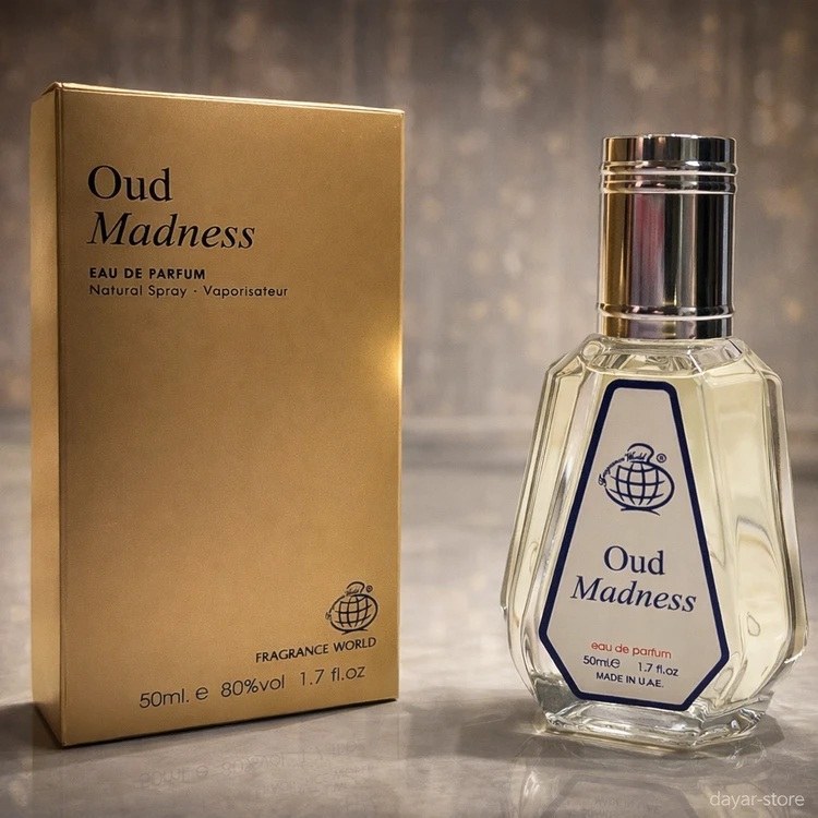 عطر 50 میل فراگرانس ورد عود مدنس (عود ماراکوژا) Fragrance World Oud Madness