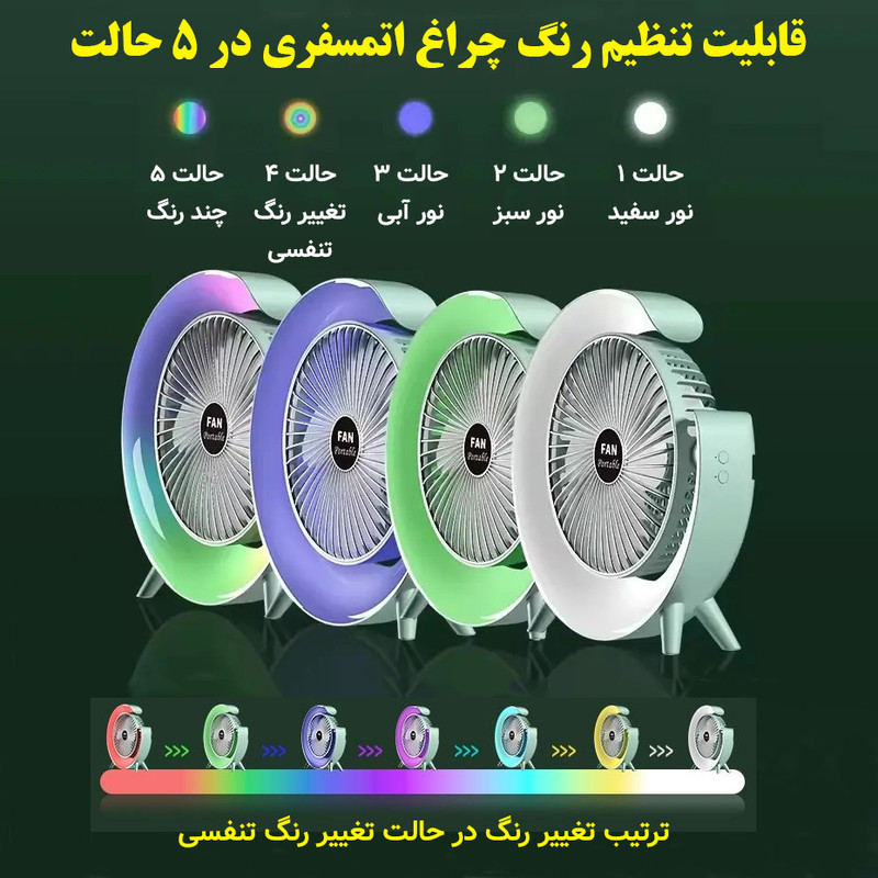پنکه رومیزی مدل چراغ دار Colorful
