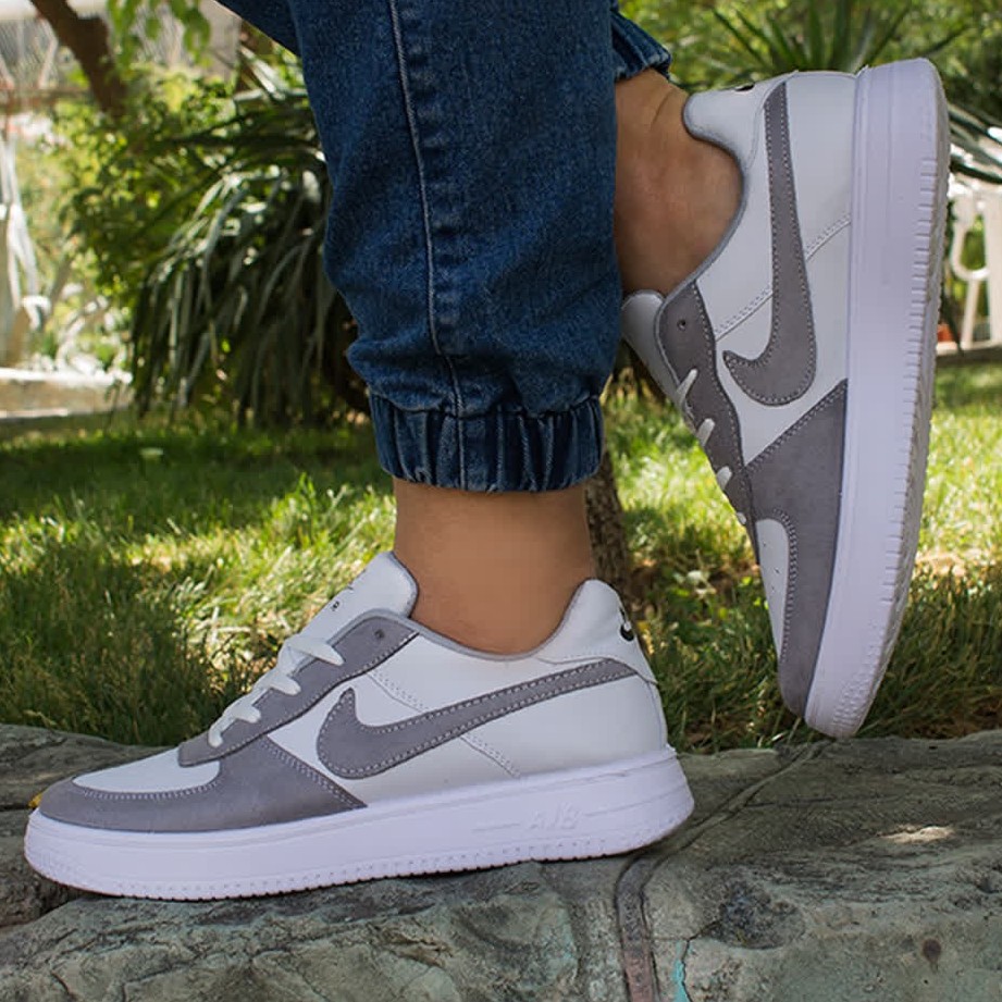 کتونی نایک ایرفورس مردانه سفید طوسی 41 تا 42 کفش سفید Nike
