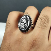 انگشتر نقره عقیق مردانه مدل سرنیزه طرح حکاکی یا حسین کد 5080