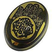 نگین حدید طلایی حکاکی کف العباس کد 6097