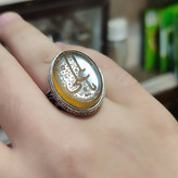 انگشتر نقره باسنگ عقیق زرد حکاکی یاعلی کد 6022