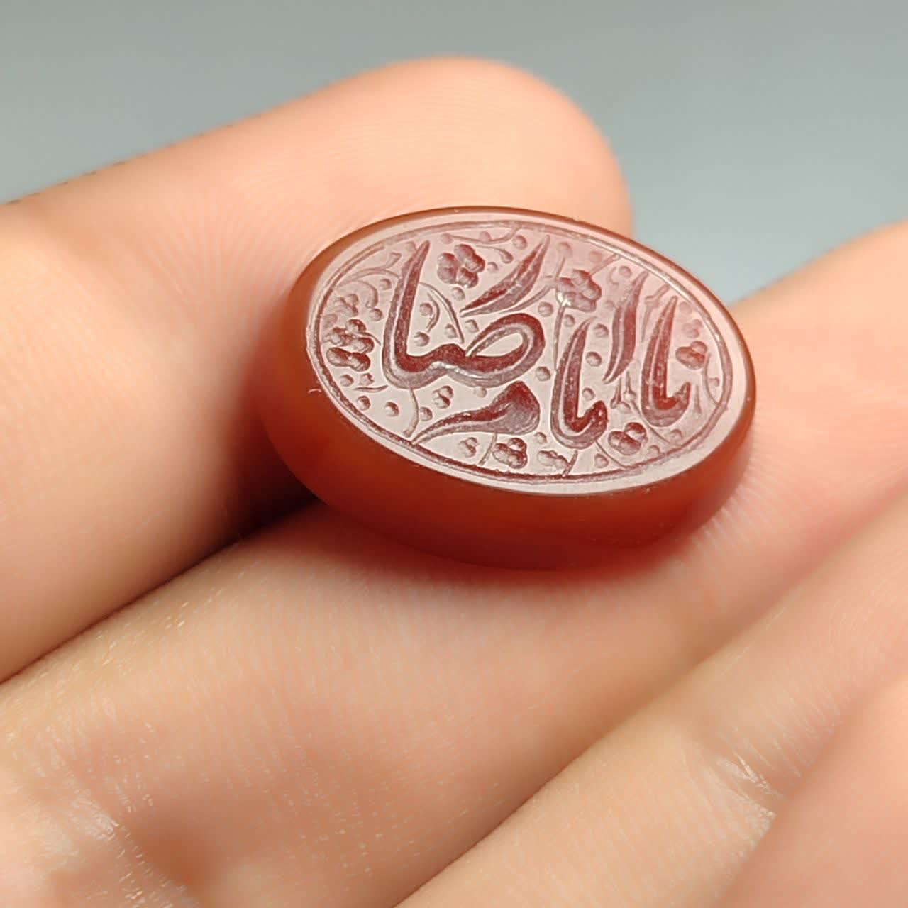 نگین عقیق قرمز حکاکی یا امام رضا کد 5498
