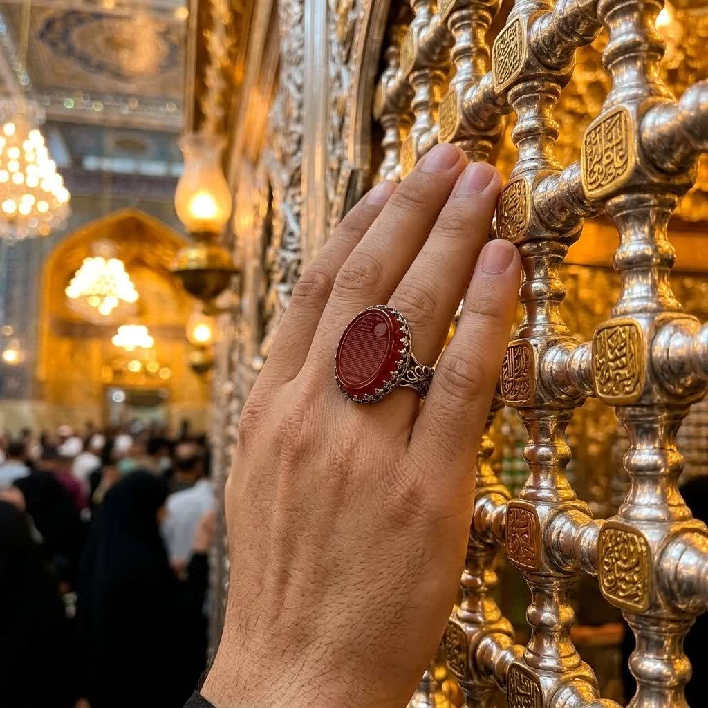 انگشتر آلیاژی عقیق قرمز مردانه سوره یاسین کد 5065