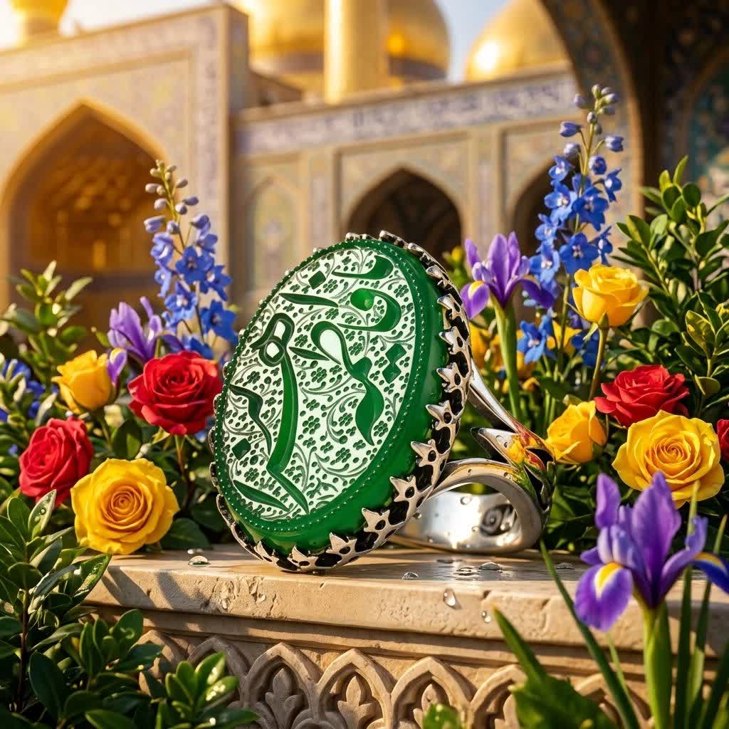 خرید انگشتر نقره عقیق سبز حکاکی یا فاطمه الزهرا (س) | شکوه زنانه، انرژی معنوی و زیبایی بیپایان کد 4173