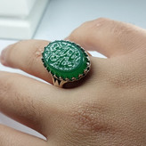 انگشتر عقیق سبز حکاکی یاضامن آهو رکاب نیزه رکاب آلیاژی باکیفیت کد 3724