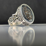 انگشتر نقره باسنگ حدید حکاکی یا اباعبدلله الحسین کد 2936