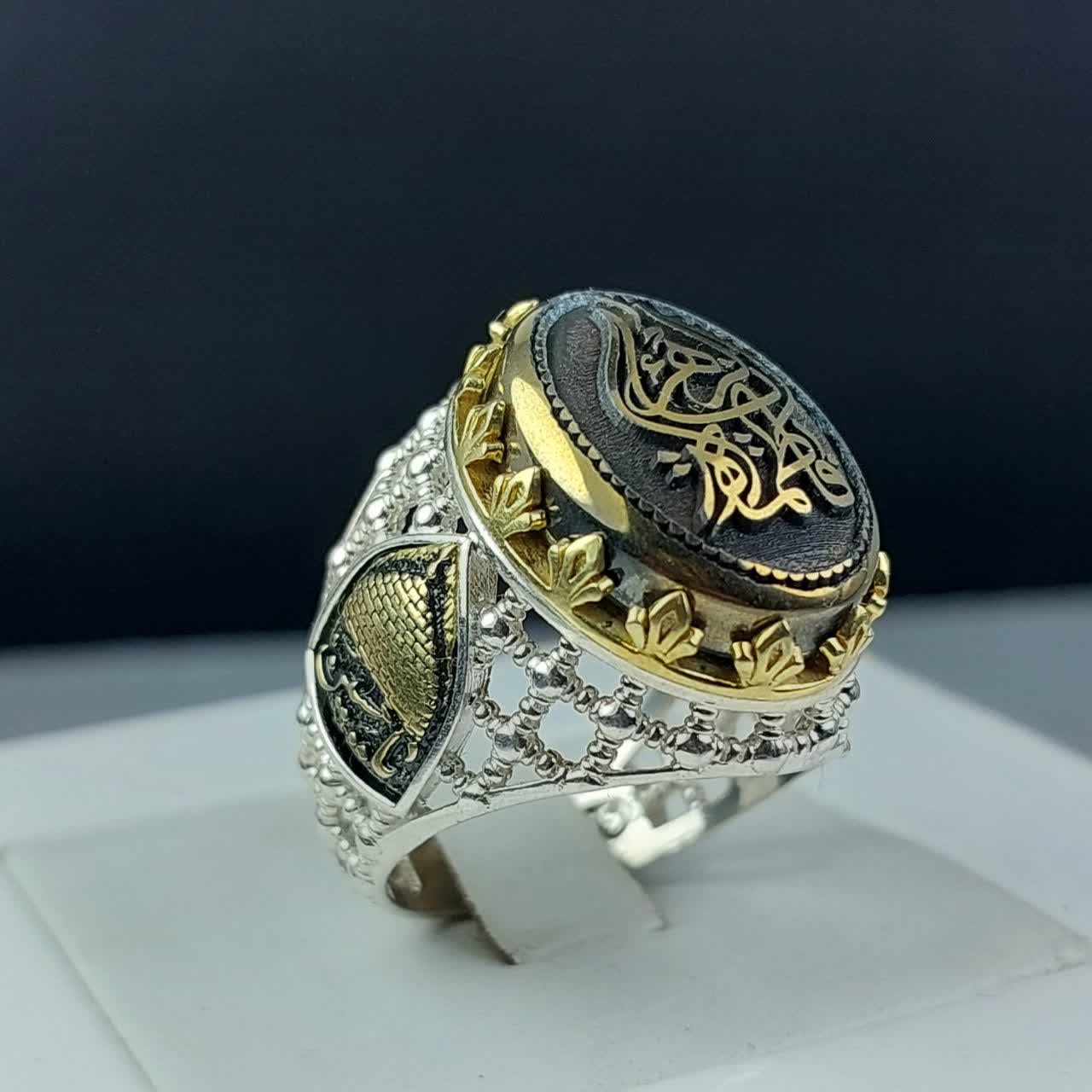 خرید انگشتر حدید صینی خطی با ذکر یا فاطمه الزهرا (س) کد 1870