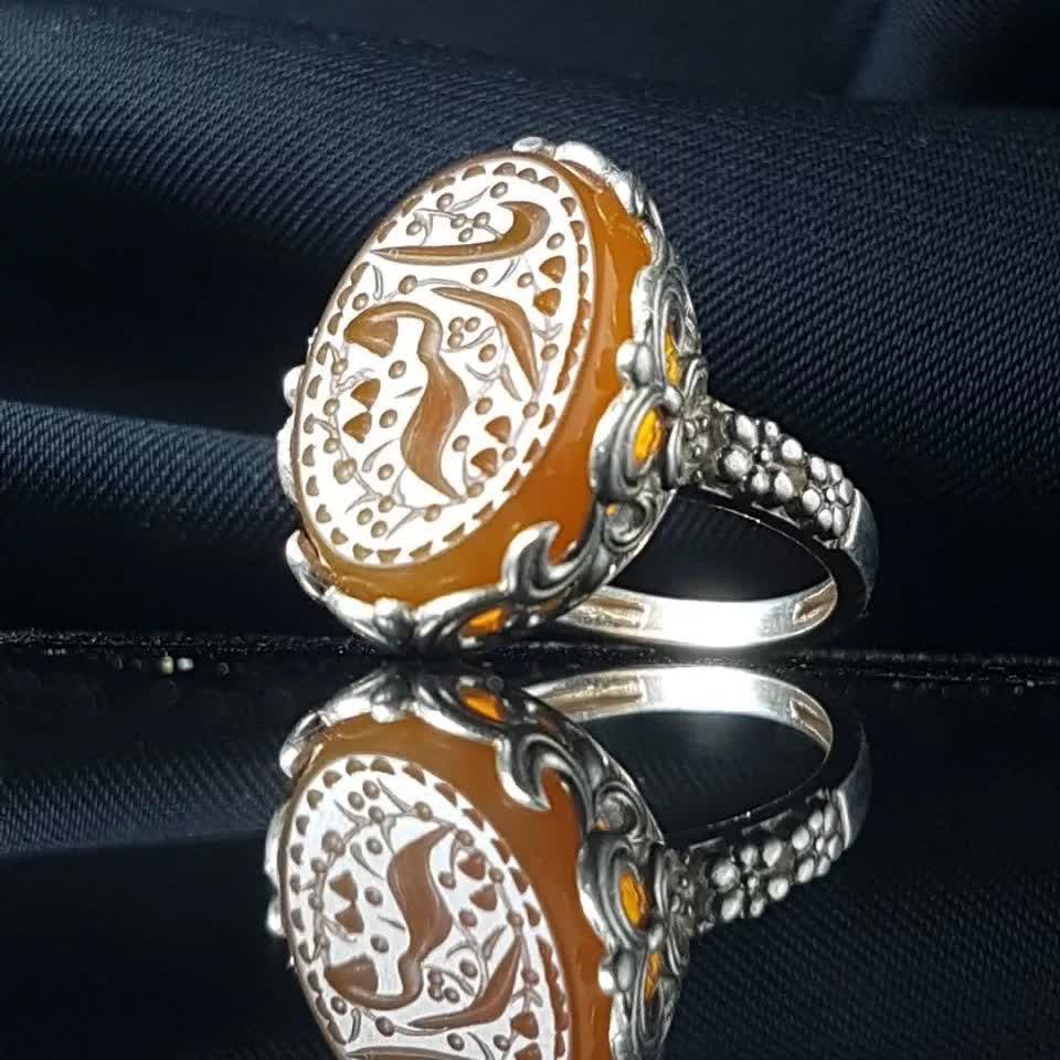 انگشتر عقیق زرد زنانه "اشک خورشید" – توسل به شاه بانو "یا رقیه (س)" کد 4216