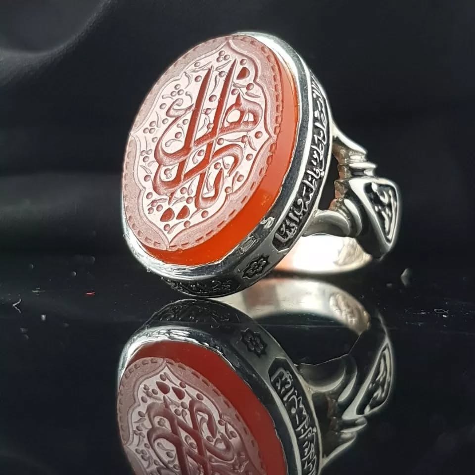 انگشتر نقره عقیق سرخ - نگین یازهرا (س)