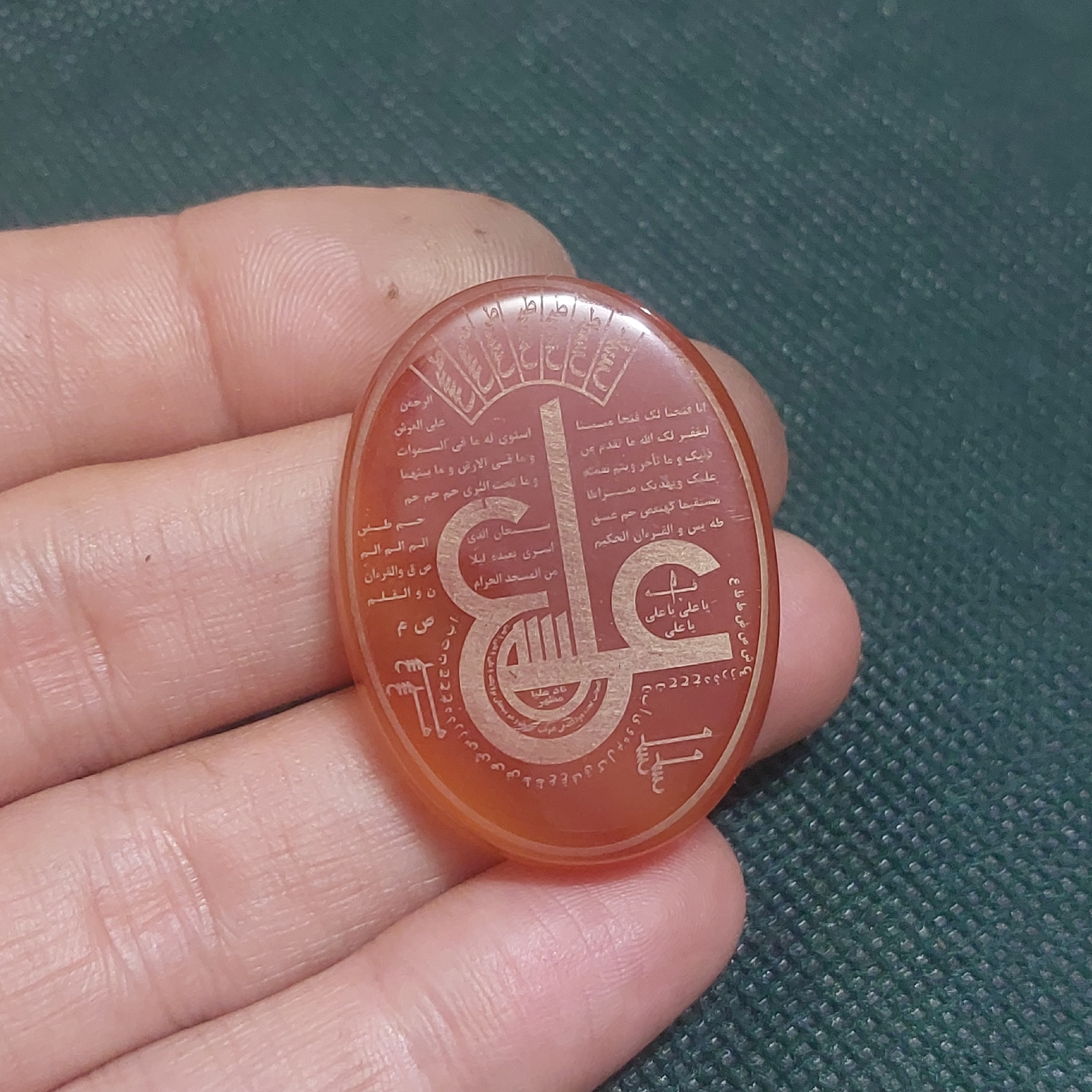 نگین عقیق قرمز درشت اصل عین علی و ستاره سلیمان