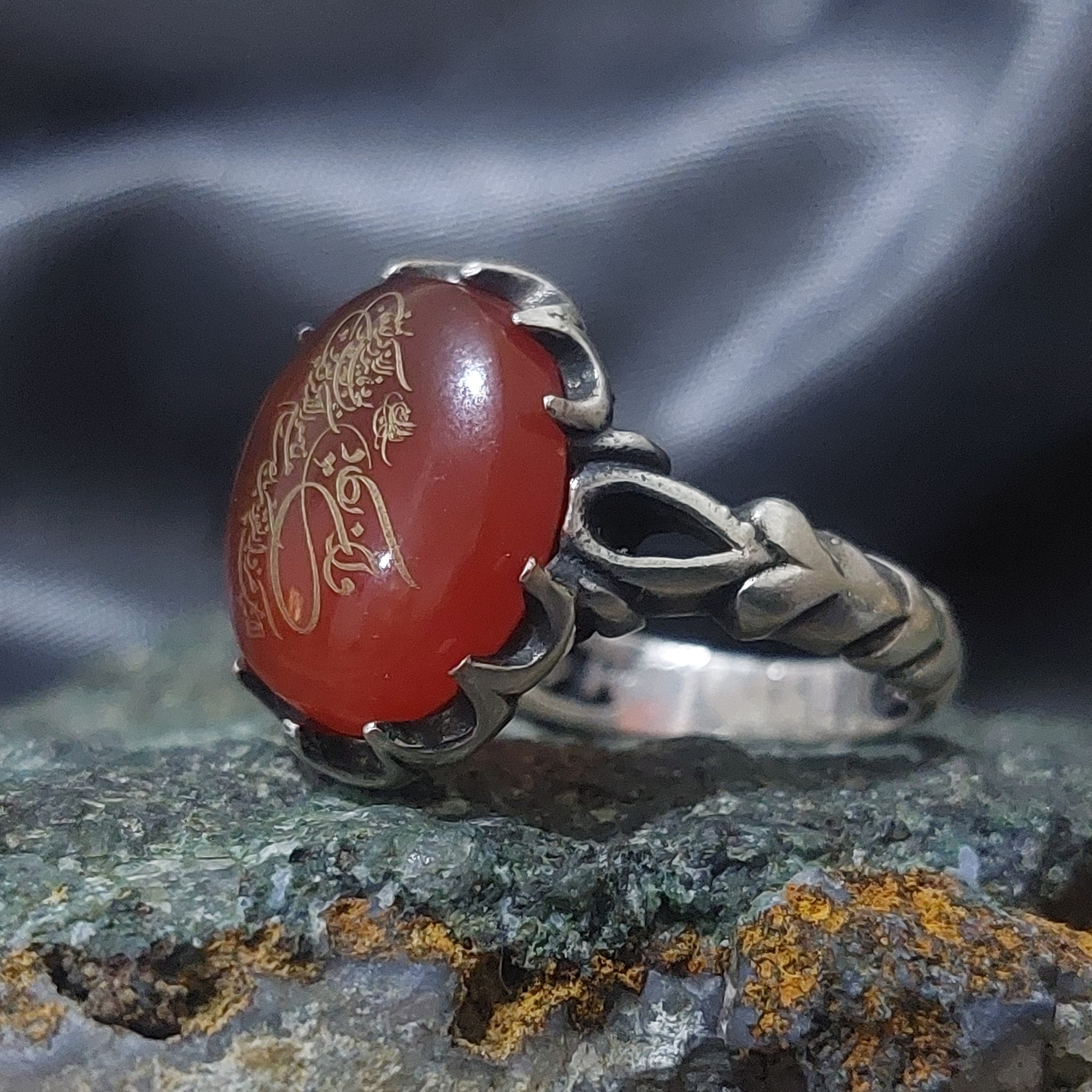 انگشتر عقیق یمنی وان یکاد مردانه