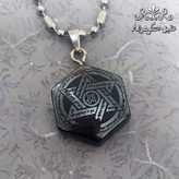 گردنبند حدید مشکی براق اصل ستاره سلیمان