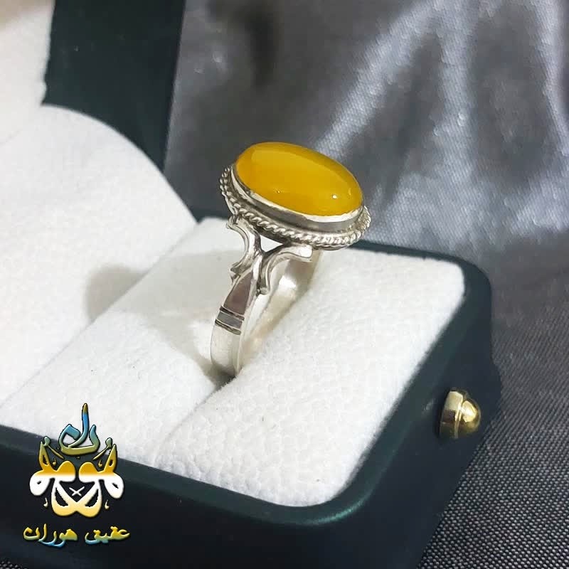 انگشتر عقیق شرف الشمس دستساز اصل همراه با حرز امام جواد