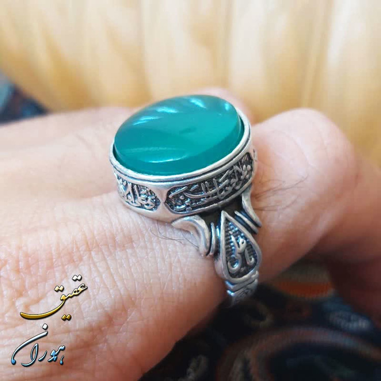 انگشتر عقیق سبز دایره