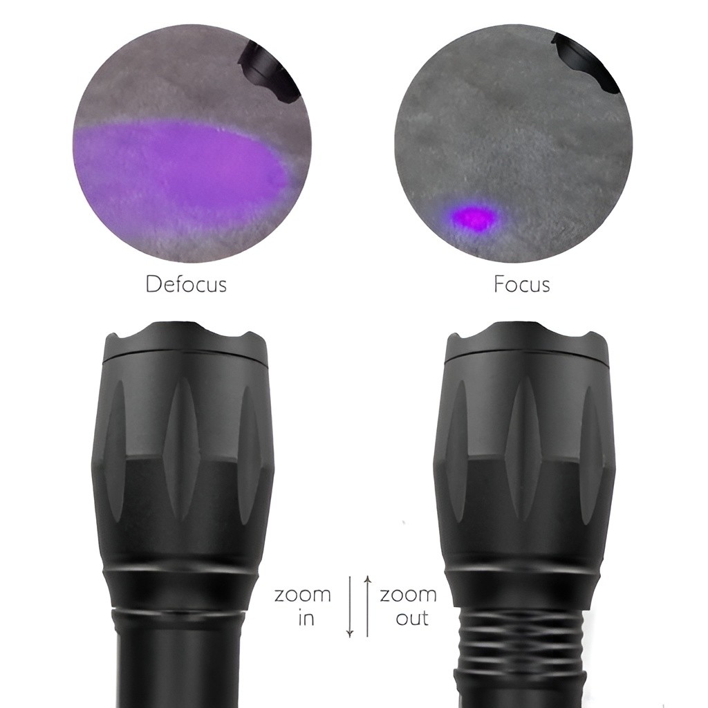 چراغ قوه فرابنفش (UV) اورجینال زوم دار و دوحالته شارژی اصلی
