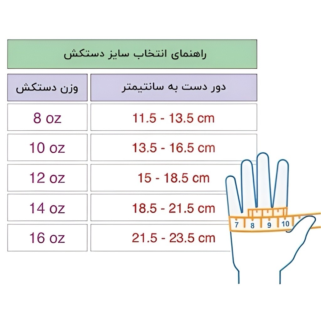 دستکش بوکس بچگانه تا بزرگسال فوم اعلا مارک گرین هیل سایز 6 تا 16