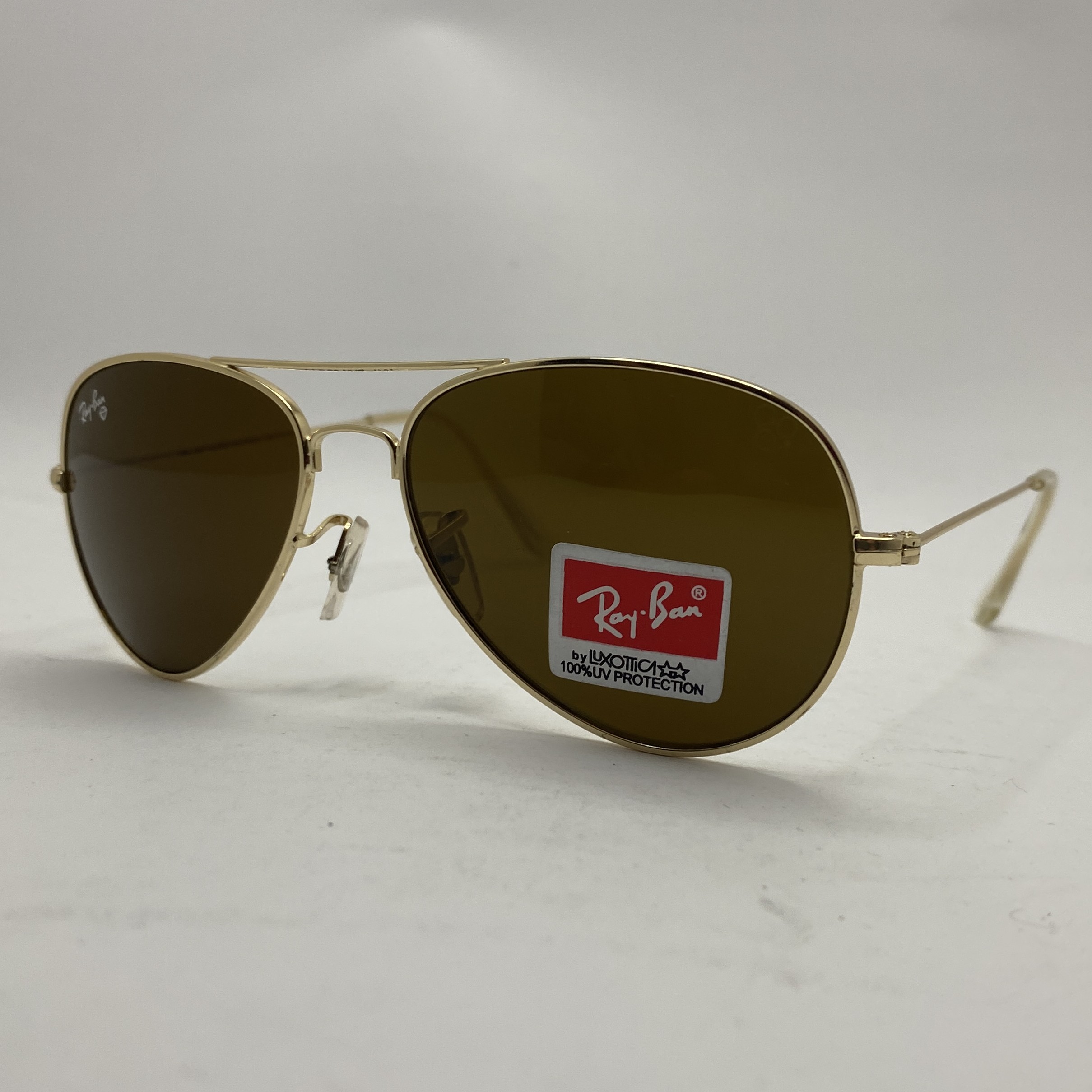 عینک ریبن خلبانی قهوه ای شیشه سنگ با پک کامل ریبن rayban aviator RB 3025