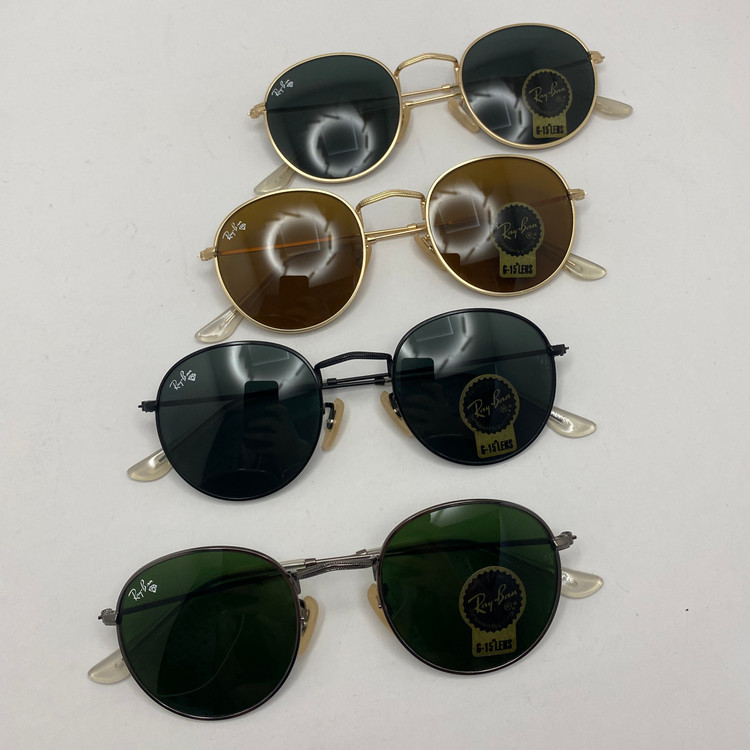 عینک آفتابی ریبن rayban گرد قهوه ای طلایی RB 3447