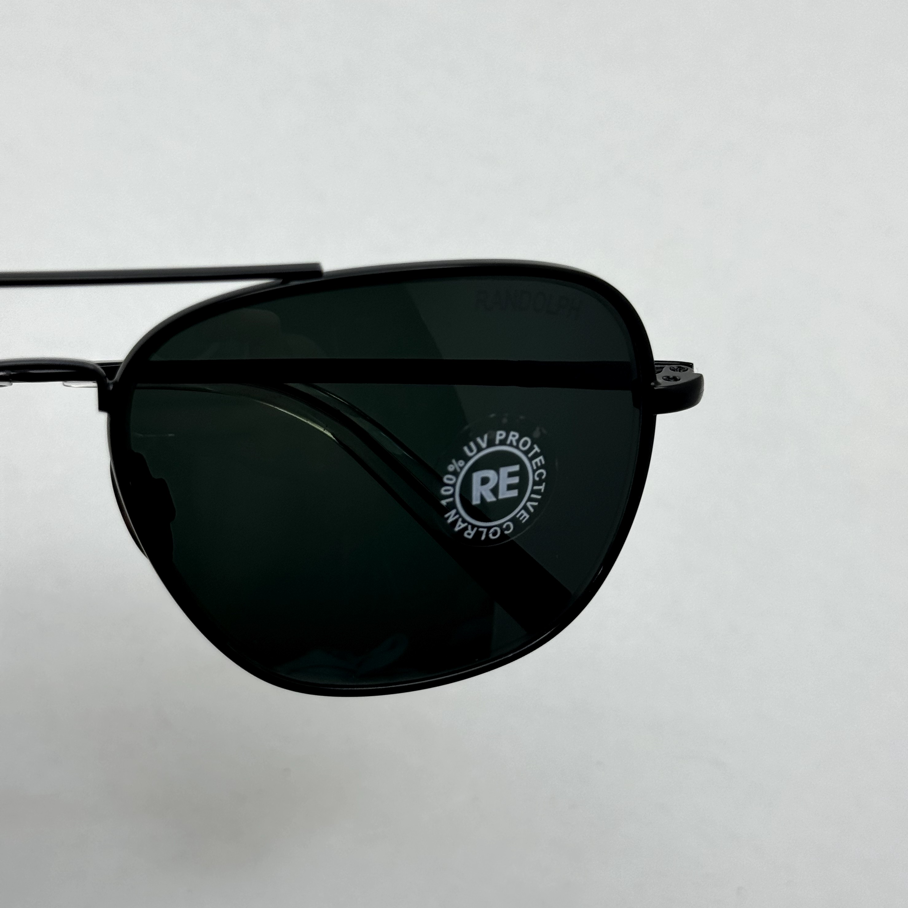 عینک آفتابی خلبانی رندولف شیشه سنگ آنتی رفلکس مشکی فریم مشکی فول پک RANDOLPH AVIATOR RE 58 BLACK
