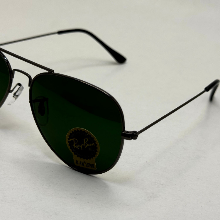 عینک ریبن خلبانی شیشه سنگ فریم نوک مدادی عدسی سبز آمریکایی آنتی رفلکس REYBAN AVIATOR RB 3025 با پک کامل (ارسال رایگان)