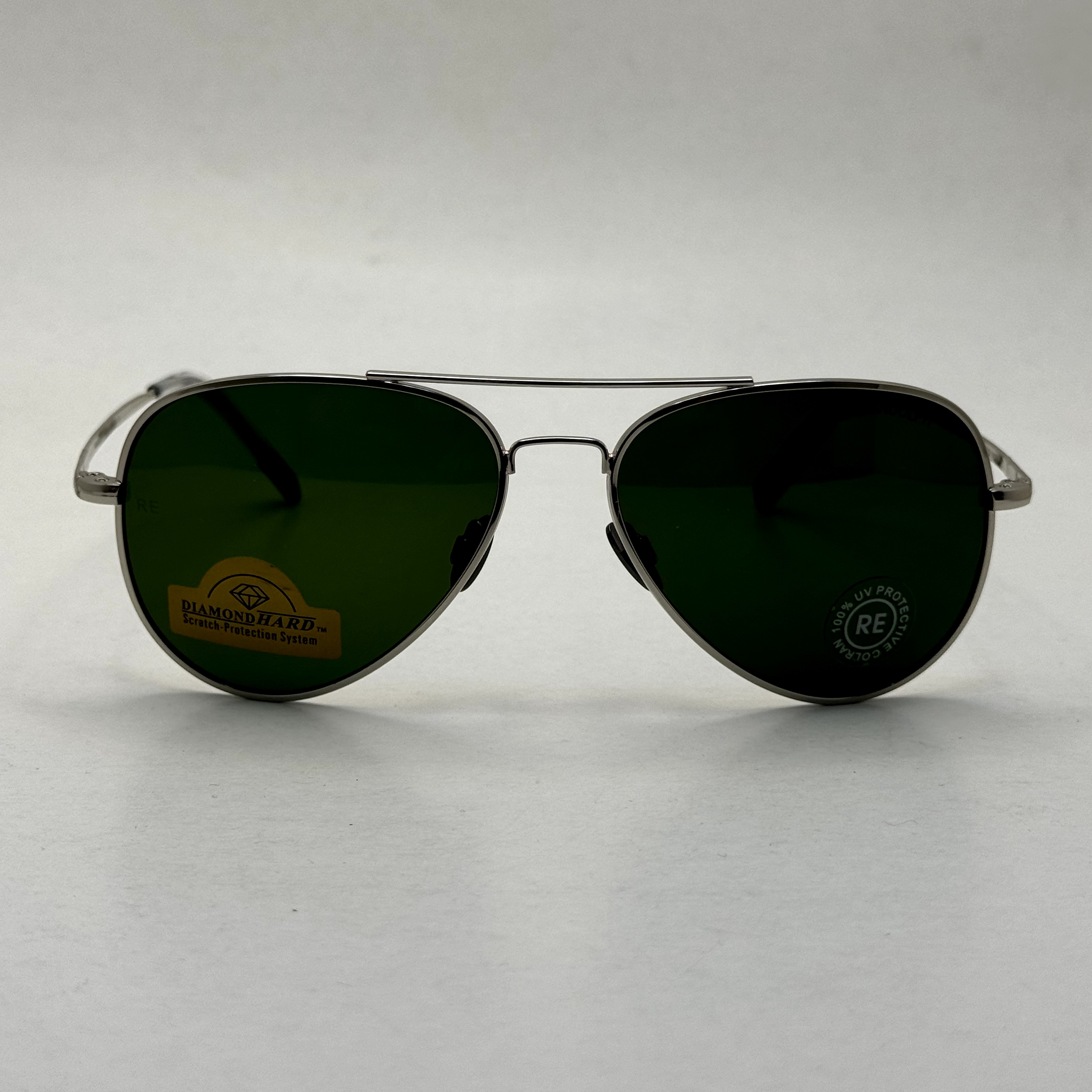 عینک آفتابی خلبانی رندولف شیشه سنگ کانکورد آنتی رفلکس سبز فریم نقره ای فول پک اصلی RANDOLPH AVIATOR CR 231 24K (ارسال