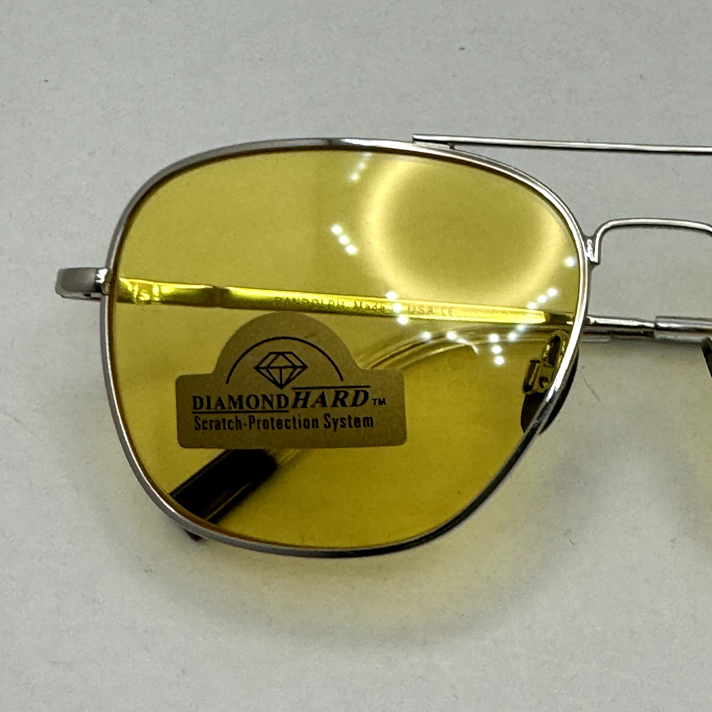 عینک آفتابی و شب خلبانی رندولف شیشه سنگ زرد فریم نقره ای فول پک اصلی RANDOLPH AVIATOR RE 58 24K WHITE GOLD (ارسال