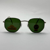 عینک ریبن هگزونال شیشه سنگ سبز فریم نقره ای به همراه پک کامل ریبن کد Rayban RB 3548 (ارسال رایگان)