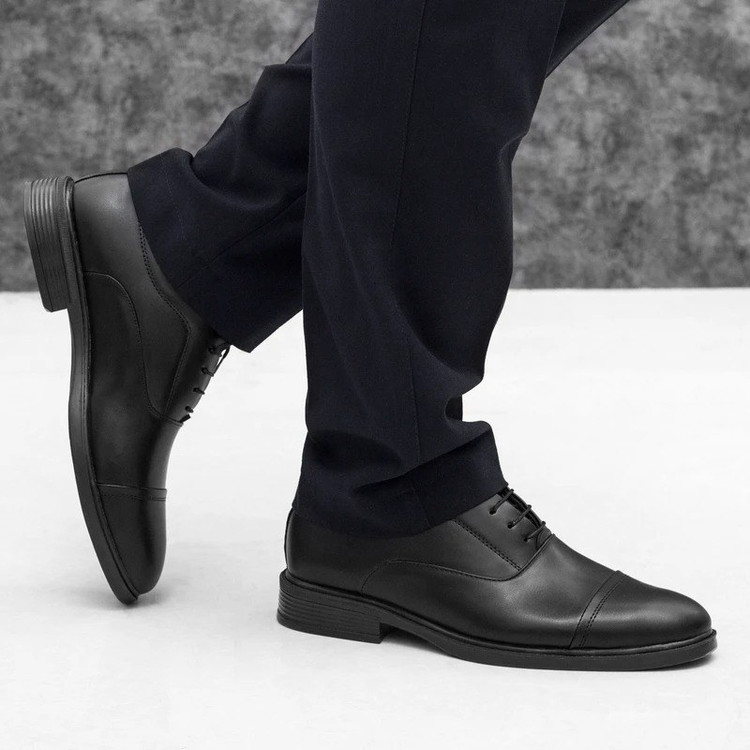 men's formal shoes black two-piece strap (پس کرایه)