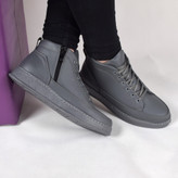 نیم بوت مردانه مدل زیپی کیمیا رنگ طوسی دوردوخت (پس کرایه)