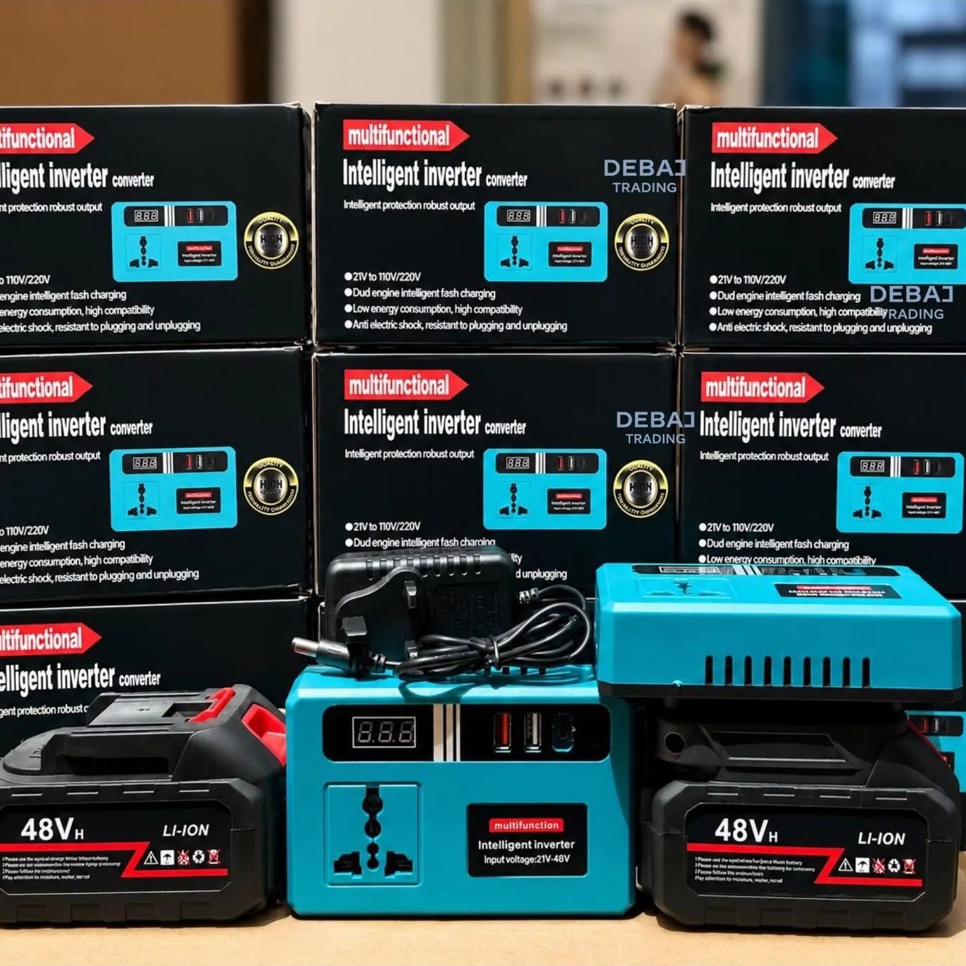 اینورتر چند کاره (وارداتی) Intelligent Inverter converter multifunctional دارای باتری 48 ولت و چراغ قوه ایکس