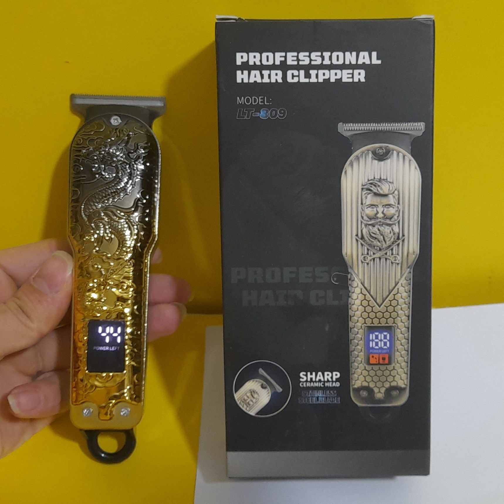 ماشین اصلاح ریش تراش حرفه ای Lt-809 آرایشگری - نمایشگر دار - تیغه سرامیکی - طراحی جذاب ایکس