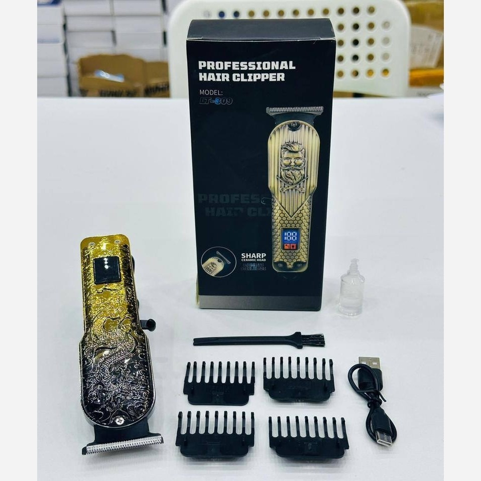 ماشین اصلاح ریش تراش خط زن Lt-809 نیمه حرفه ای آرایشگری و خونگی - نمایشگر LCD - تیغه سرامیکی - طراحی جذاب ایکس