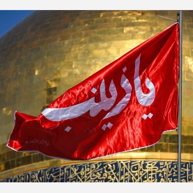 پرچم حرم حضرت زینب طرح پرچم گنبد متبرک به پرچم گنبد اصلی و صحن حرم با جعبه نفیس،،