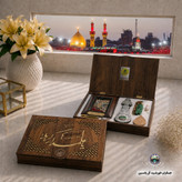 بسته فرهنگی سوغات کربلا 7 قطعه سنگ حرم امام حسین قاب فرش حرم حضرت عباس تسبیح عطر وآب سرداب حرم حضرت عباس