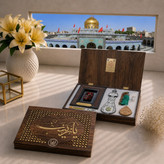 بسته فرهنگی سوغات کربلا 7 قطعه سنگ حرم امام حسین وقاب فرش حرم حضرت عباس وتسبیح عطر و آب سرداب حرم حضرت عباس