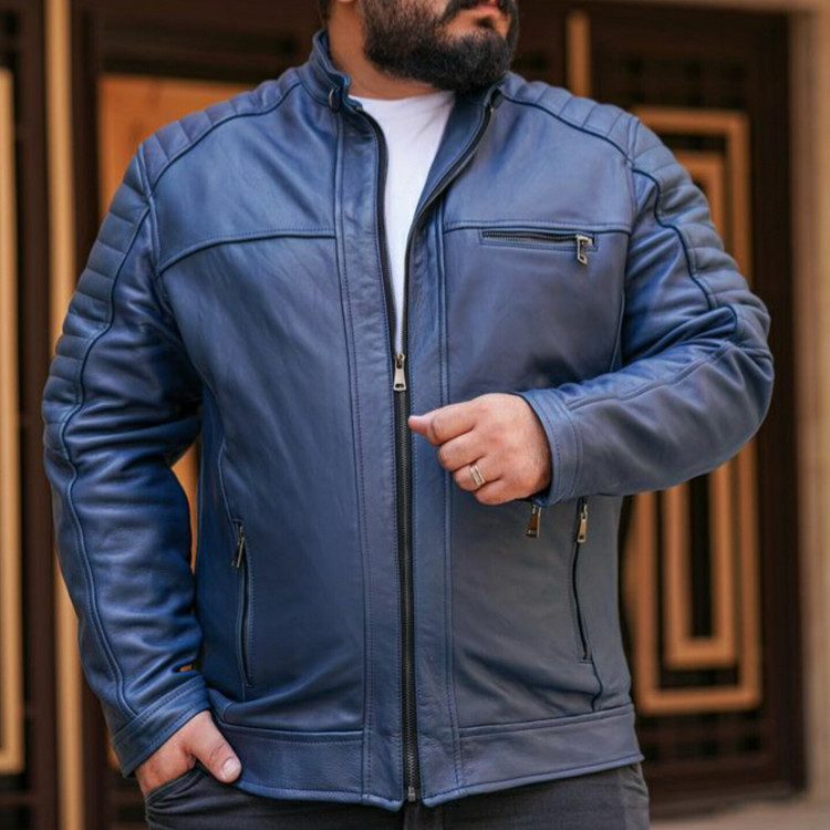 کاپشن چرم طبیعی اصل گوسفندی مردانه مدل طرح دار1